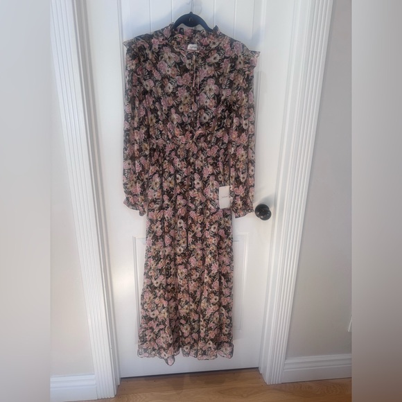 Bohme Black and Pink Floral Long Sleeve Dress - Picture 3 of 12